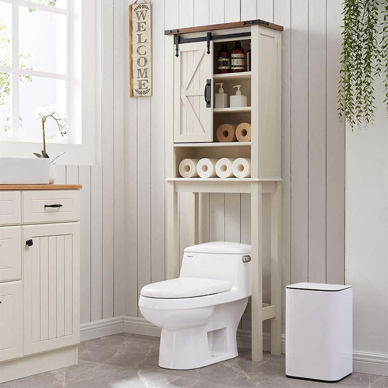 Over The Toilet Storage Cabinet Farmhouse Storage Cabinet Over Toilet with Sliding Barn Door And Adjustable Shelves