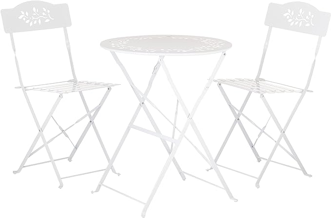 Indoor/Outdoor 3-Piece Bistro Folding Table and Patio Seating Set, White